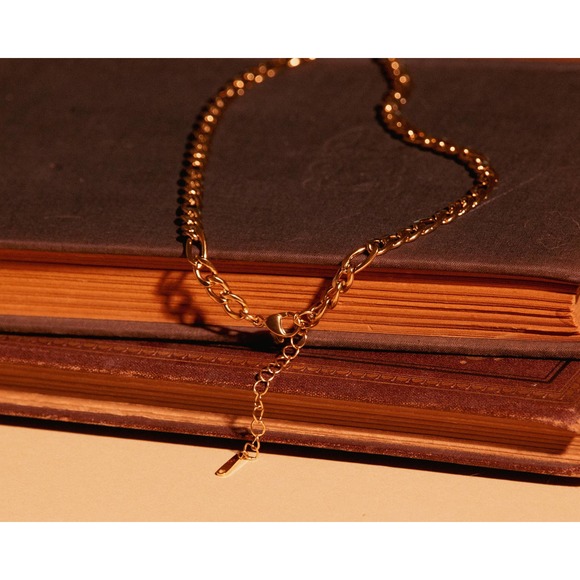 Parris 14k Gold Plated Over Stainless Steel Figaro Unisex Chain Link Necklace - Picture 7 of 10